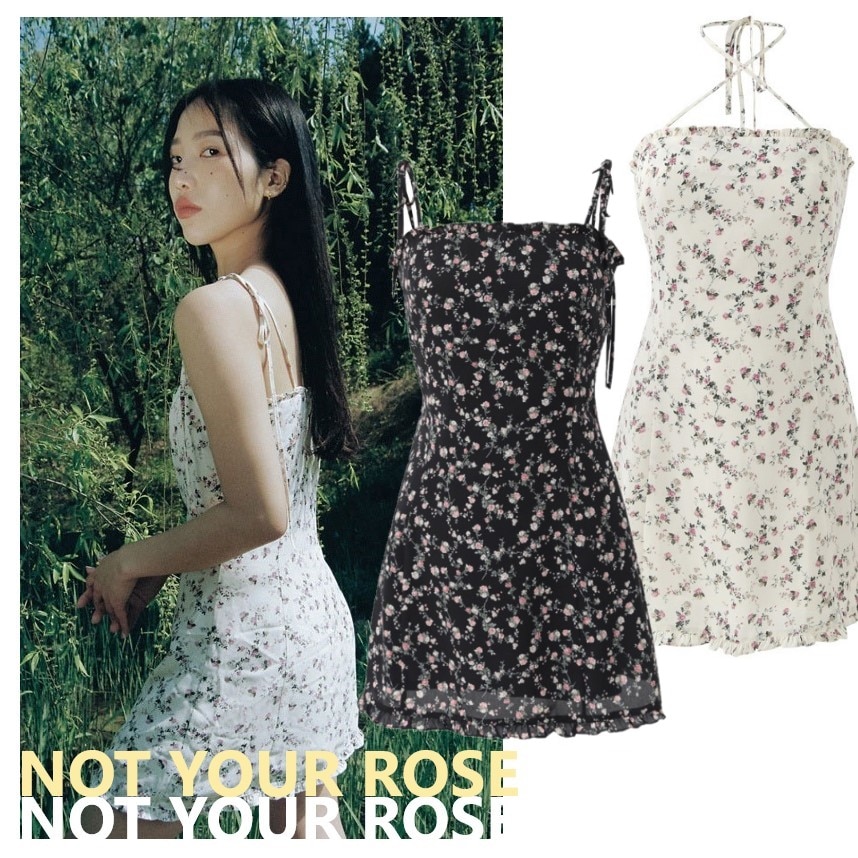 [NOT YOUR ROSE][2023韓国ファッション] Frill mini dress [BLACK, IVORY]