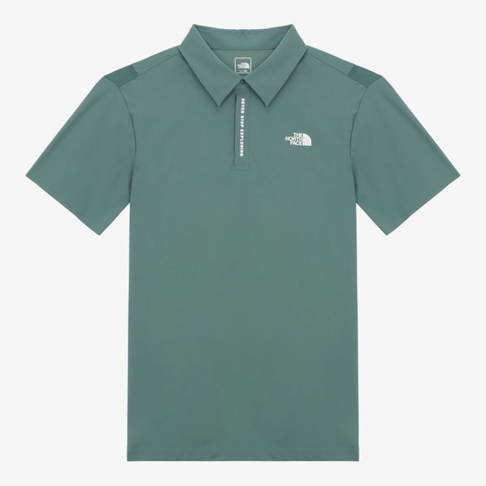 ノースフェイス メンズ アイスグリーン 半袖ポロシャツ NT7PR01D