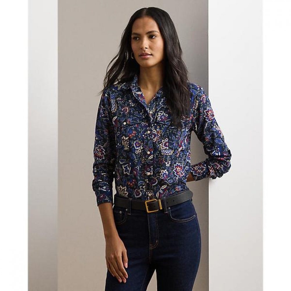 ローレンラルフローレンクラシックフィットフローラルコットンボイルシャツ (WMLRSHTS6820457410)