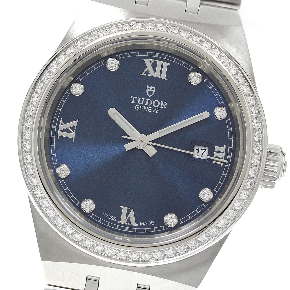 チュードル TUDOR 28320 ロイヤル 8P ダイヤベゼル デイト 自動巻き レディース 極美品 箱・保証書付き_942523【中古】
