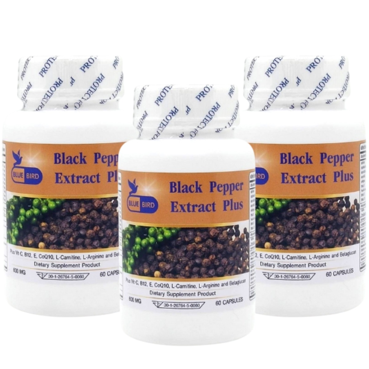 Black Pepper Extract Plus 600 mg. 60 Capsules x 3 Bottles