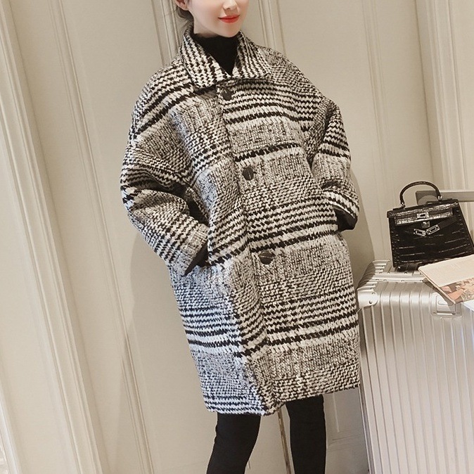 コート レディース 千鳥格子 冬 アウター 羽織り 上着 大きいサイズ ゆったり オーバーサイズ ビッグシルエット ジャケット チェックコート ショート丈 膝丈 おしゃれ かわいい 大人可愛い 華やか