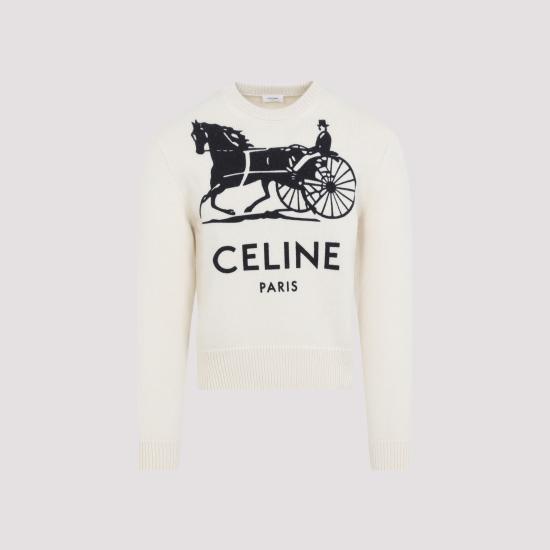 CELINE Men Sweater RY0SV1261 01W1 WHITE BLACK 1