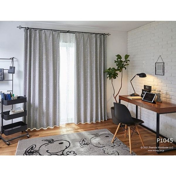 スミノエ ピーナッツ 遮光 カーテン スヌーピー ボウタイ 100178cm P1045 メーカー直送