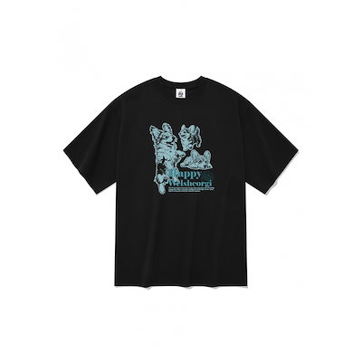 RADINEO ハッピー ウェルシュコーギー 半袖 Tシャツ ブラック