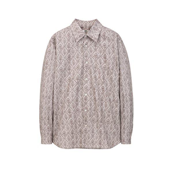 [26SS] ダークベージュフローラルパターンコットン長袖シャツ DMSH6B110I3