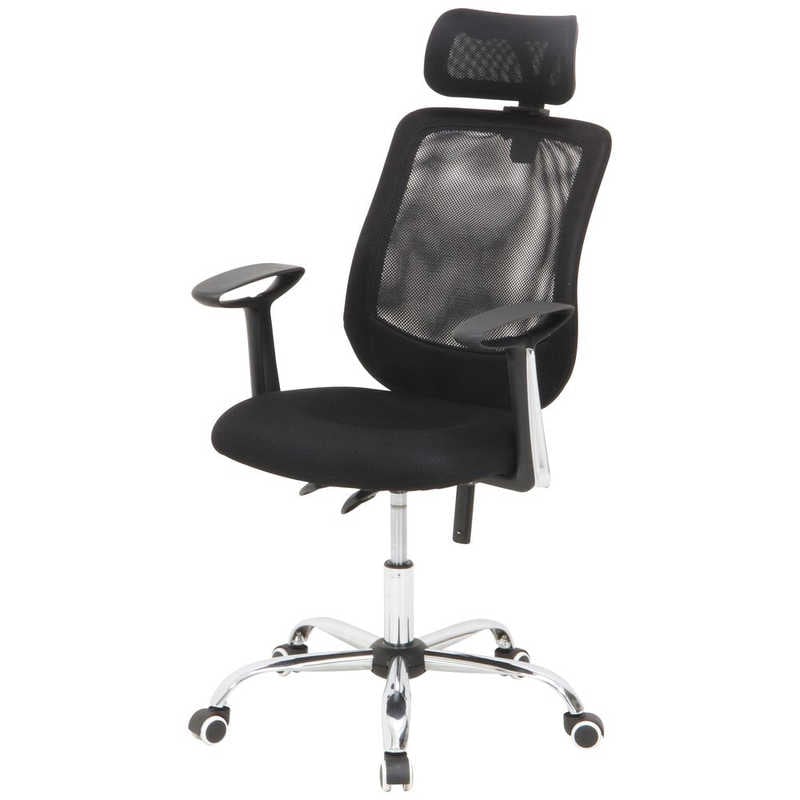 不二貿易　オフィスチェアー ヘッド付 アンテロープ BK　50095