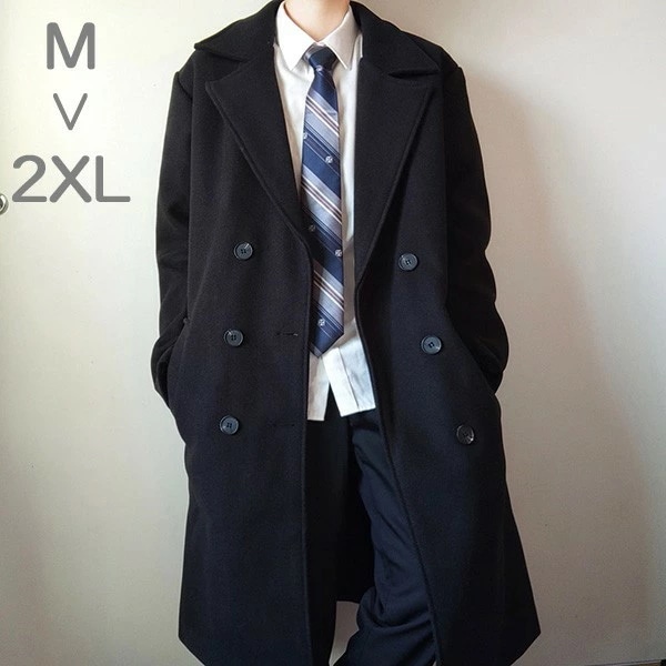 コート メンズ チェスターコート 学生 暖かい ロングコート アウター メンズファッション 春 秋冬 ブラック 黒 カッコイイ M L XL 2XL dm127t2t2g5