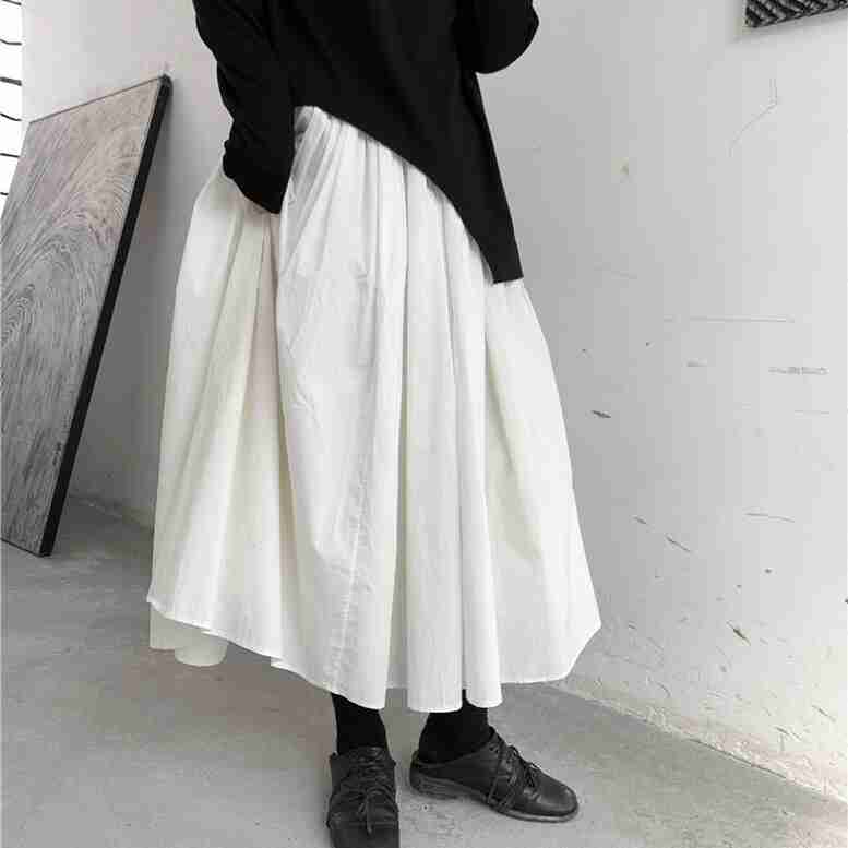 冬 ミモレ丈 オフィス 黒 二次会 スカート ブラック ルーズ ホワイト 白 フレアスカート ガーリー クール 夏 春 秋 レディース フォーマル ロングスカート ウエストゴム 上品 大人可愛