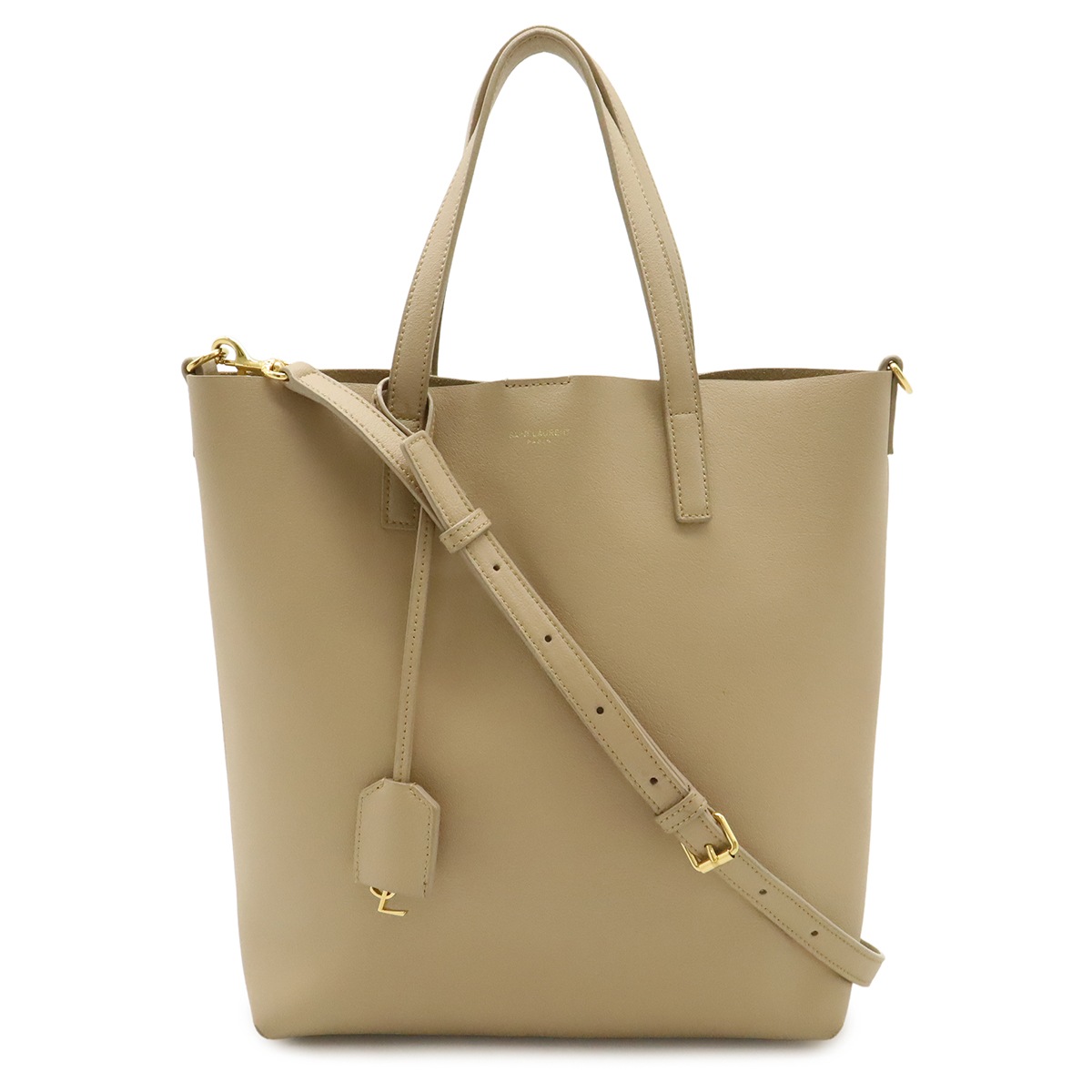 YSL イブサンローラン トイ ショッピング トートバッグ 2WAYショルダー レザー ベージュ 60030