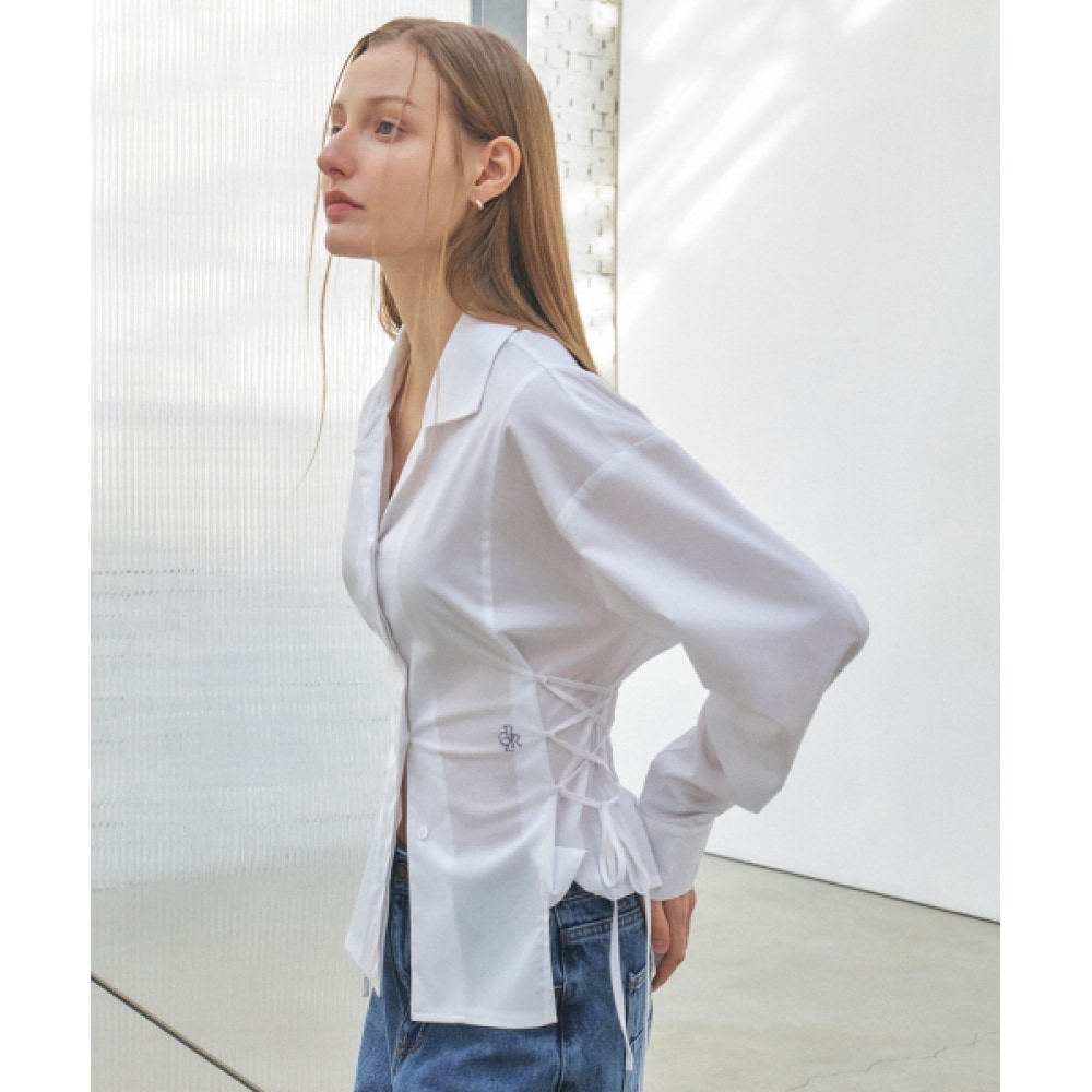 シティブリーズリンクルフリーオープンカラーシャツ_ホワイト