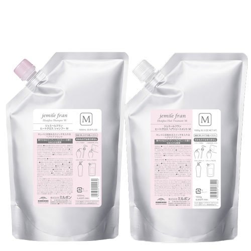 ミルボン ジェミールフラン ヒートグロス M シャンプー 1000mL トリートメント 1000g 詰め替え セット