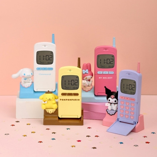 シナモロール マイメロディ レトロ スマートフォン 置き時計 韓国 インテリア