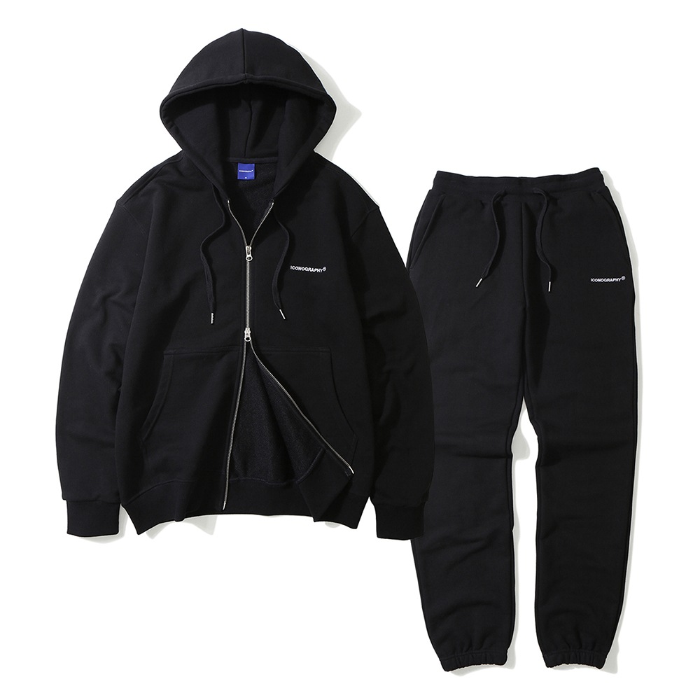 [SET] Hoodie 2way Zip-up & Training jogger BK