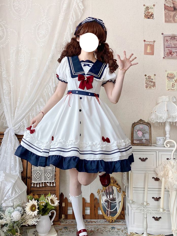 jk星と海ネックロリータワンピース春夏