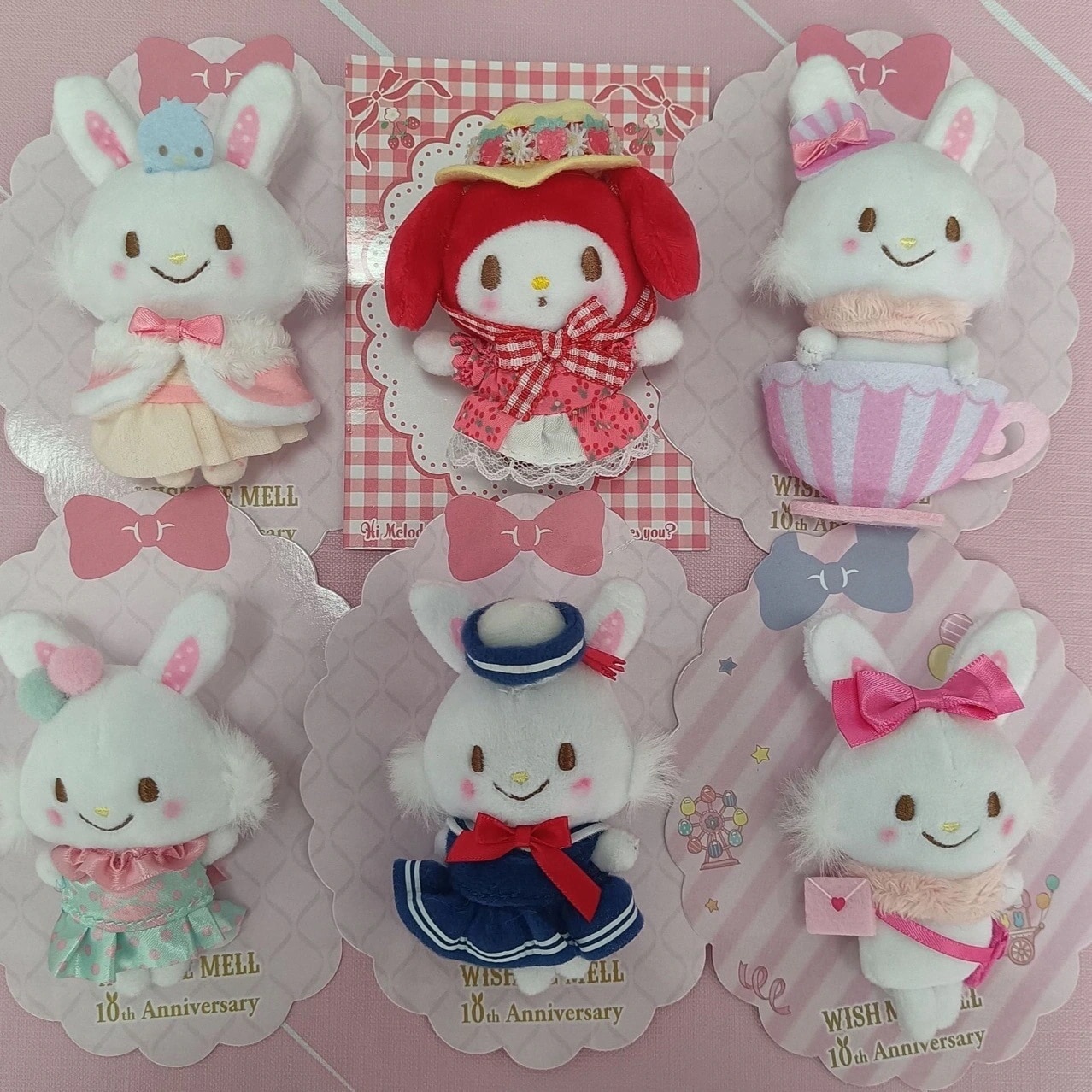 送料無料日系かわいいサンリオピューロランド限定小さな仙女の願いうさぎぬいぐるみランドセルストラップ小さなブローチ