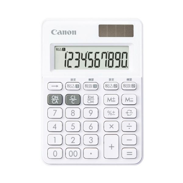 （まとめ） キヤノン カラフル電卓 ミニミニ卓上LS-100WT-SW 10桁 スノーホワイト 3946C001 1台 (×10セット)