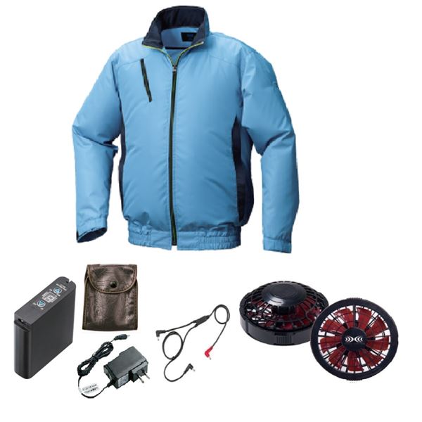 KU92010 空調服 R ポリエステル製 カジュアル FAN2200BR・RD9261・LIPRO2セット ライトブルー×ダークネイビー 5L 12,447円