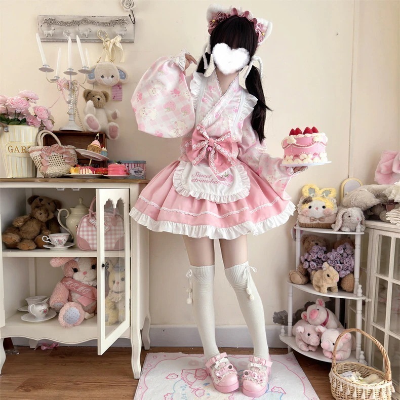 Lolita春改良2点セットワンピースロリータ可愛いショートドレス