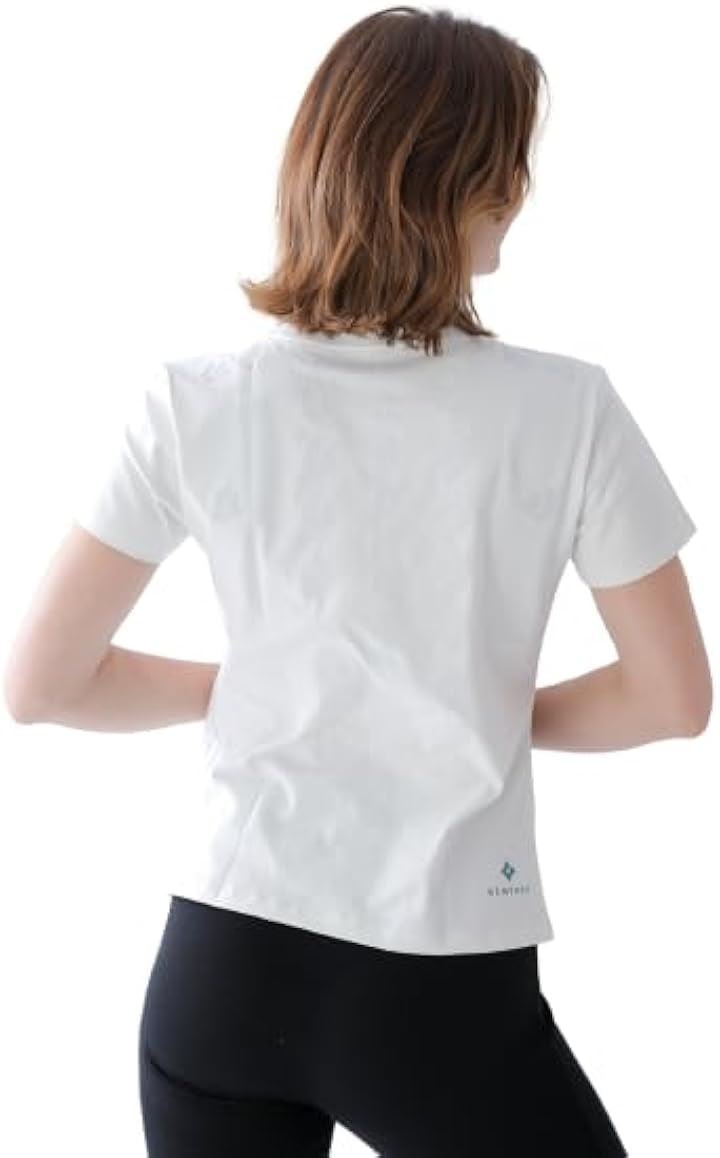 ジェメルジーシャツ/レディース ジェムパワーシャツ 世界特許取得トレーニングウェア スポーツウェア 介護服 作業服 ユニフォーム 力仕事 綿100%(ホワイト, L)