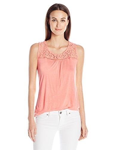 Blu Pepper Womens Full Laced Back Tank with Fishtail Hem, Coral, Large Blu Pepper Womens Full Laced Back Tank with Fishtail Hem, Coral, Large