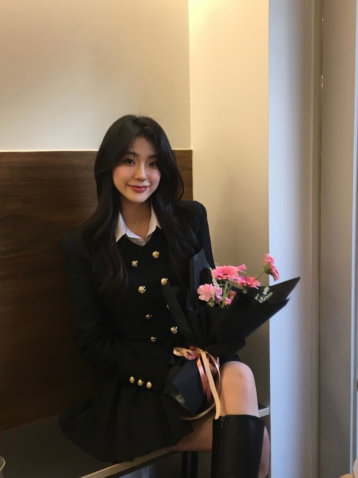 [ツイードset/年末ルック/社長おすすめ]ツイード ジャケット プリーツ セット-3color(アイボリーピンクブラック/sml)