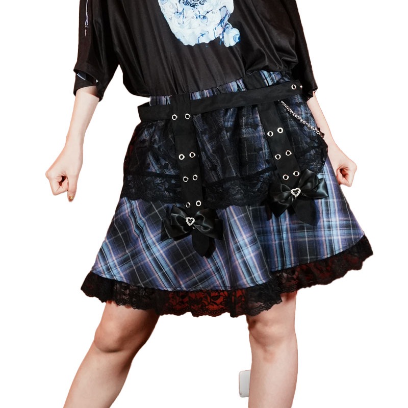 LOVE PUNK ミニスカート ミニ丈 原宿系 原宿 ファッション 地雷系 地雷 病みかわいい 病みかわ ブラック/パープル jr-493-123