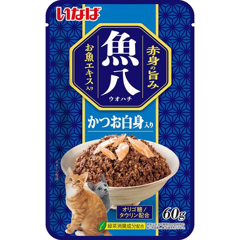 （まとめ買い）いなば 魚八パウチ かつお白身入り 60ｇ 猫用フード [x48]