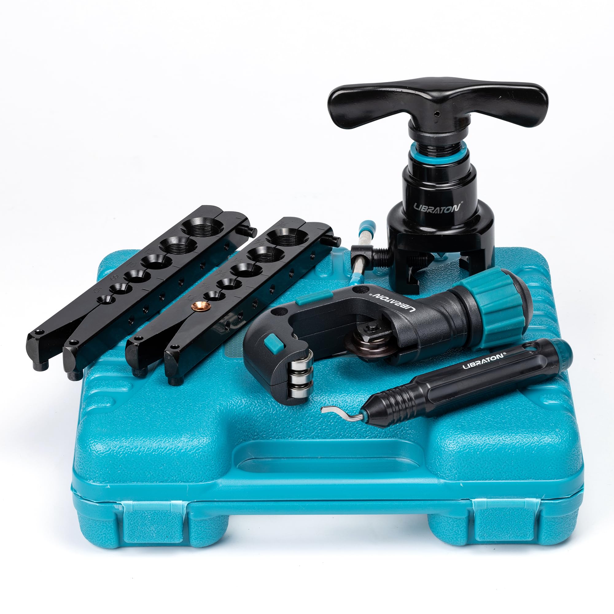 フレアツール 偏芯式フレアリングツール フレア加工ツール エアコン配管工具 φ1/4-3/4インチ φ6-19mm対応 銅 真鍮 アルミ用 パイプカッター バリ取りバー付き