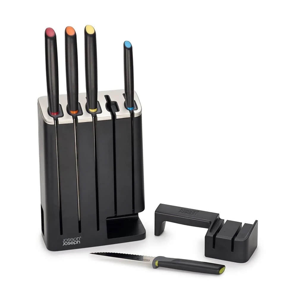 包丁セット エレベートナイフ5ピース&amp スリムブロックセット セラミック製シャープナー付き ペティナイフ 三徳包丁 ブレッドナイフ 【正規品】 10537