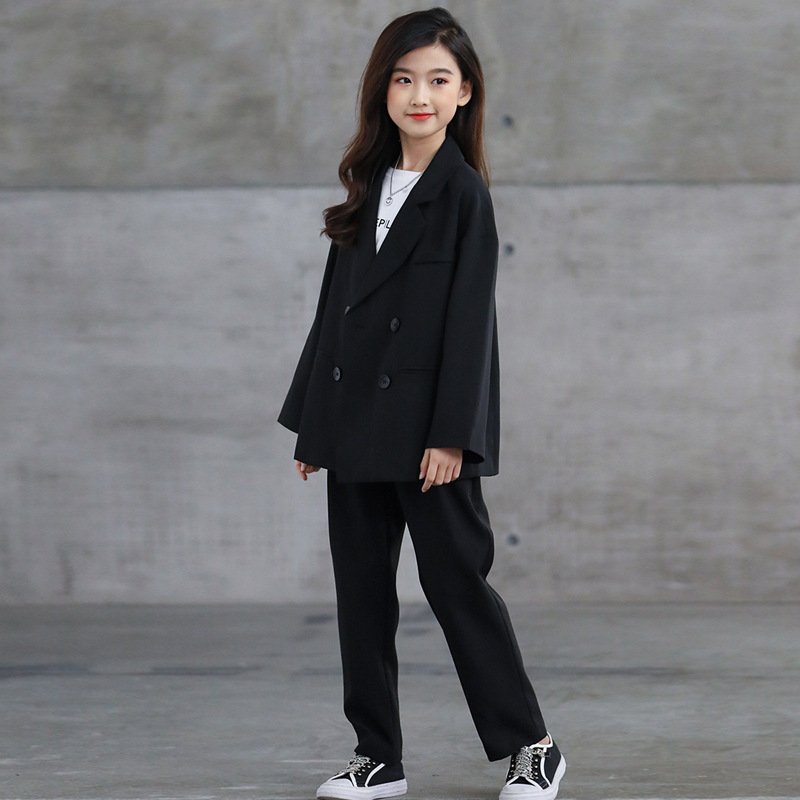 入学式 スーツ 女の子 フォーマル スーツ ブラック スーツ ジャケット ズボン ゆったり 卒業式