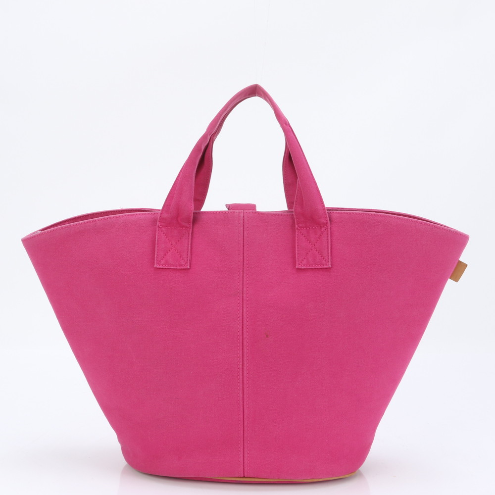 美品 パニエドプラージュ PM レザー×キャンバス トート バッグ 肩掛け ショルダー ハンド ピンク A4 レディース EEE BI2-9 中古 29,452円