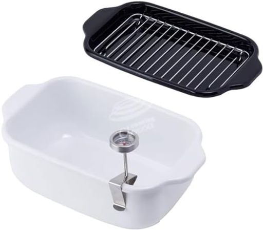 天ぷら鍋 ホーロー 角型 温度計付 IH対応 揚げ物 バット スノコ付き ホワイト TP-20K W