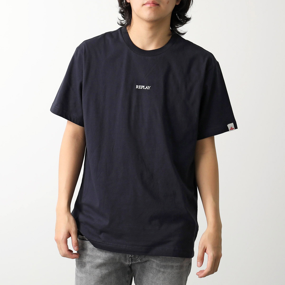 REPLAY リプレイ Tシャツ M3048 2660 メンズ 半袖 カットソー クルーネック ロゴT ちびロゴT コットン レギュラーフィット カラー2色