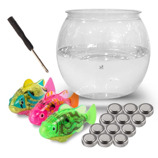 [韓国公式/正規品] ディンドンペット ペット キャット魚 水族館 水槽+ロボット魚 3個(色ランダム)