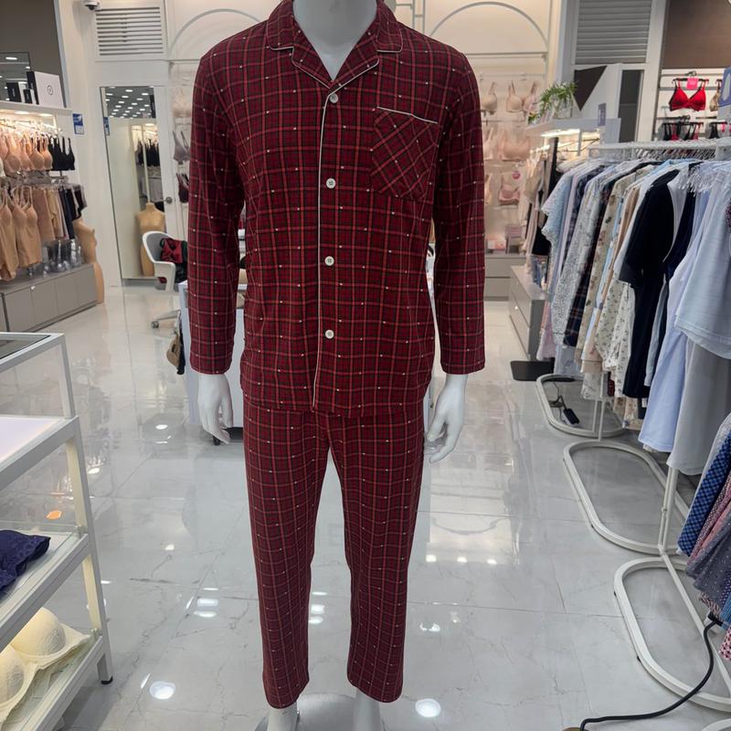 ポリ裏起毛 柔らかいハート柄 メンズパジャマ MP8879R