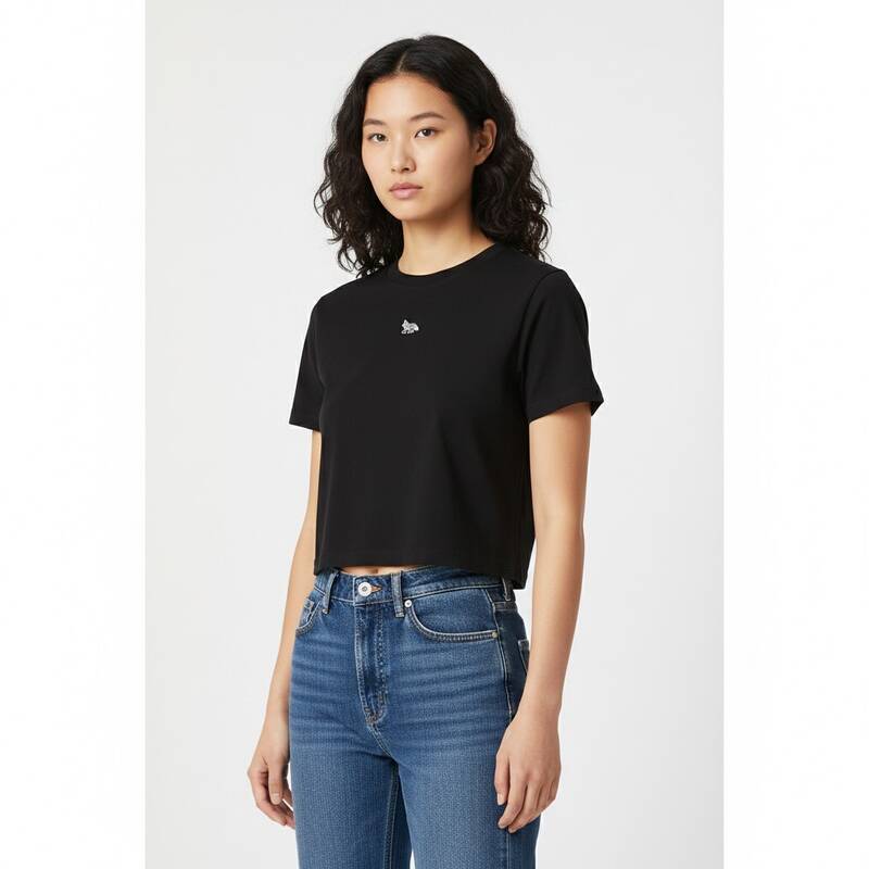 メゾンキツネ ベビーフォックス 半袖Tシャツ ブラック レディース MW00105KJ0008 P199
