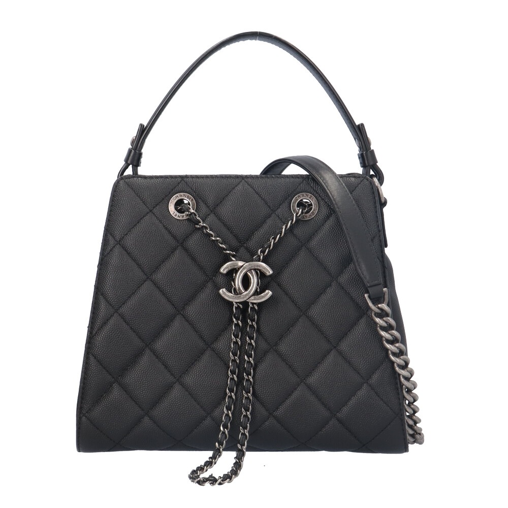 シャネル CCバケット ショルダーバッグ レザー ブラック CHANEL 中古