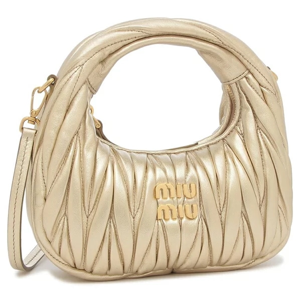 ハンドバッグ ショルダーバッグ マテラッセ ワンダー ホーボーミニ ゴールド レディース MIU MIU 5BP078 AN88 F0846