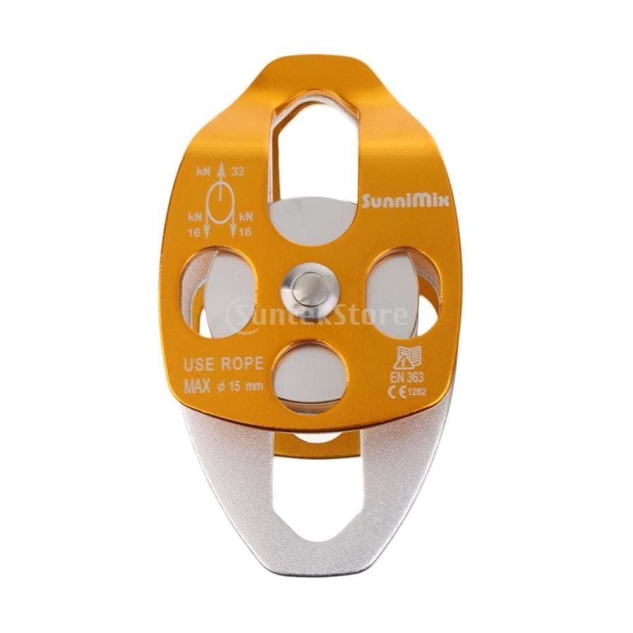 登山 クライミング 探検 ダブルプーリー プーリー 滑車 32kN コンパクト 耐久性 全2色 - ゴールド 1個