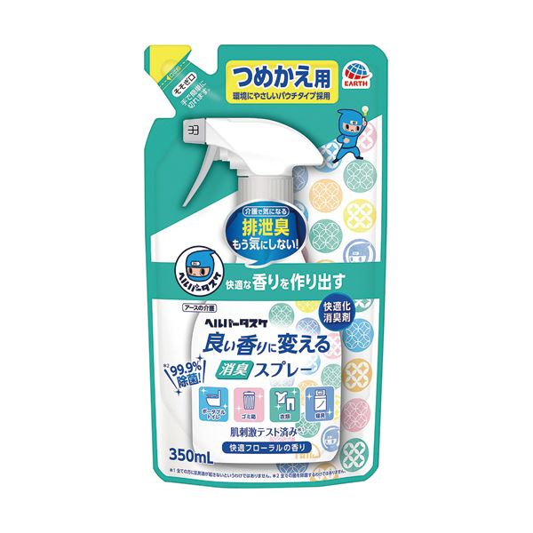 （まとめ） アース製薬ヘルパータスケ 良い香りに変える消臭スプレー 快適フローラルの香り つめかえ用 350mL 1個 (×10セット)