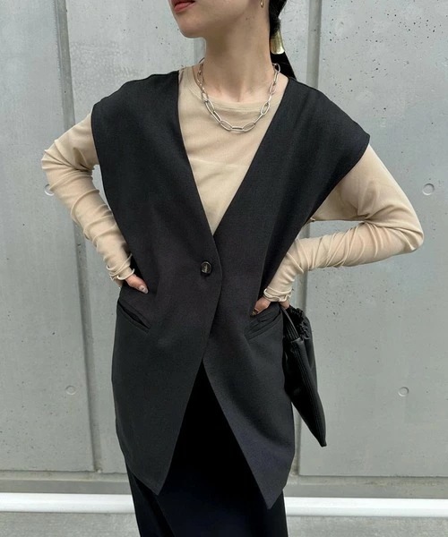 ベスト ノーカラーベスト レディース