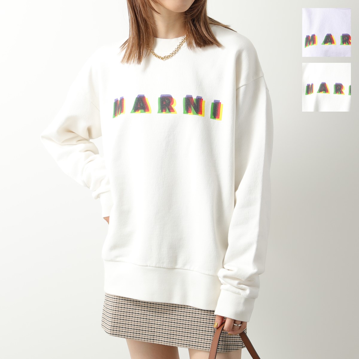MARNI マルニ スウェットシャツ FUMU0074P2 USCV15 レディース 長袖 トレーナー ロゴ コットン クルーネック カラー2色