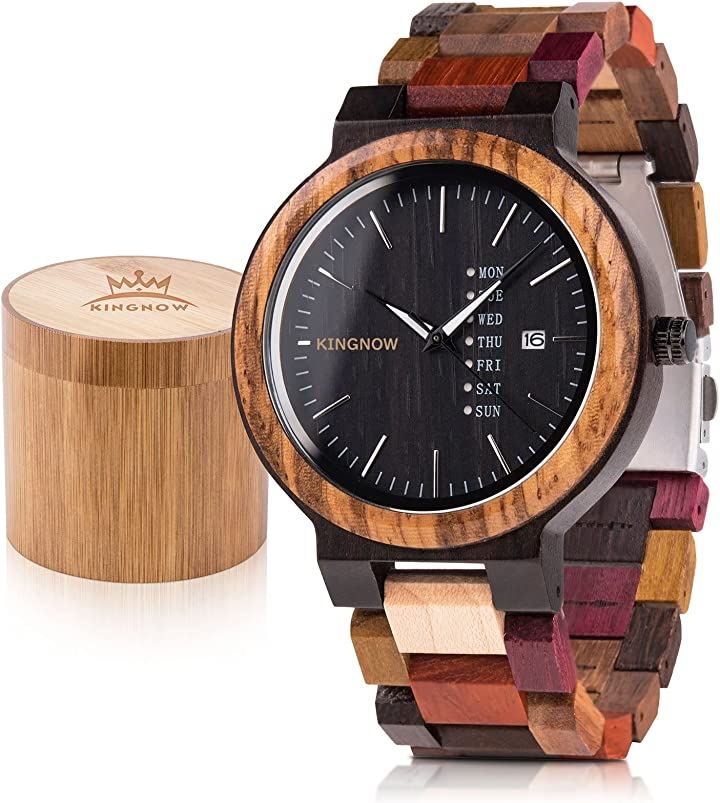 木製腕時計 メンズ うで時計 おしゃれ 軽量 日本製クォーツ腕時計 誕生日プレゼント 男性 記念日 父の日 贈り物 キンナウ( ブラウン - メンズ)