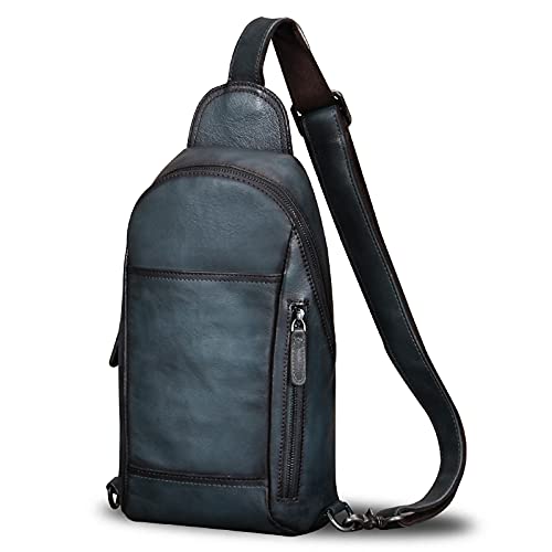 Genuine Leather Sling Bag for Men Crossbody Hiking Backpack Vintage Handmade Chest Shoulder Daypack