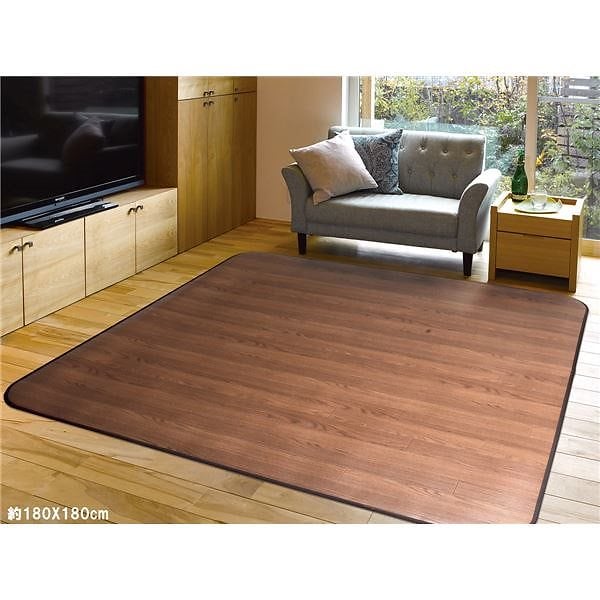 消臭機能 ダイニングラグマット 180cm180cm ダークブラウン 抗菌 撥水 防滑 キッチン 台所 リビング