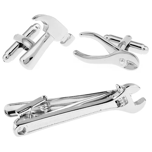 カフス ネクタイピン セット 金づち ニッパー レンチ 工具 カフスボタン カフリンクス タイクリップ タイピン