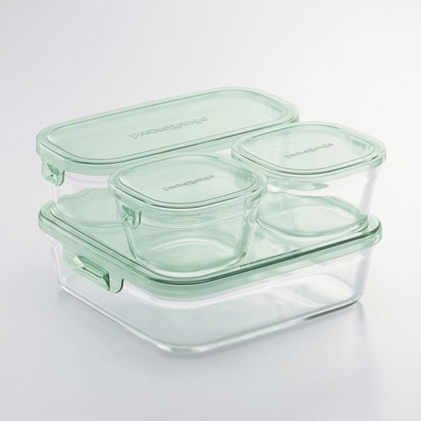 耐熱ガラス保存容器 蓋 フタ付き システム4点セット ミニ グリーン 5,215円