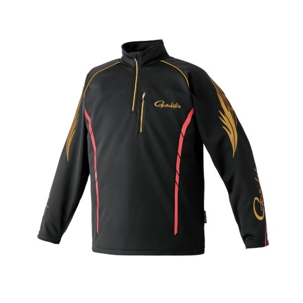 がまかつ ウェア GM3766 2WAYウォームジップシャツ ブラック×レッド 5L