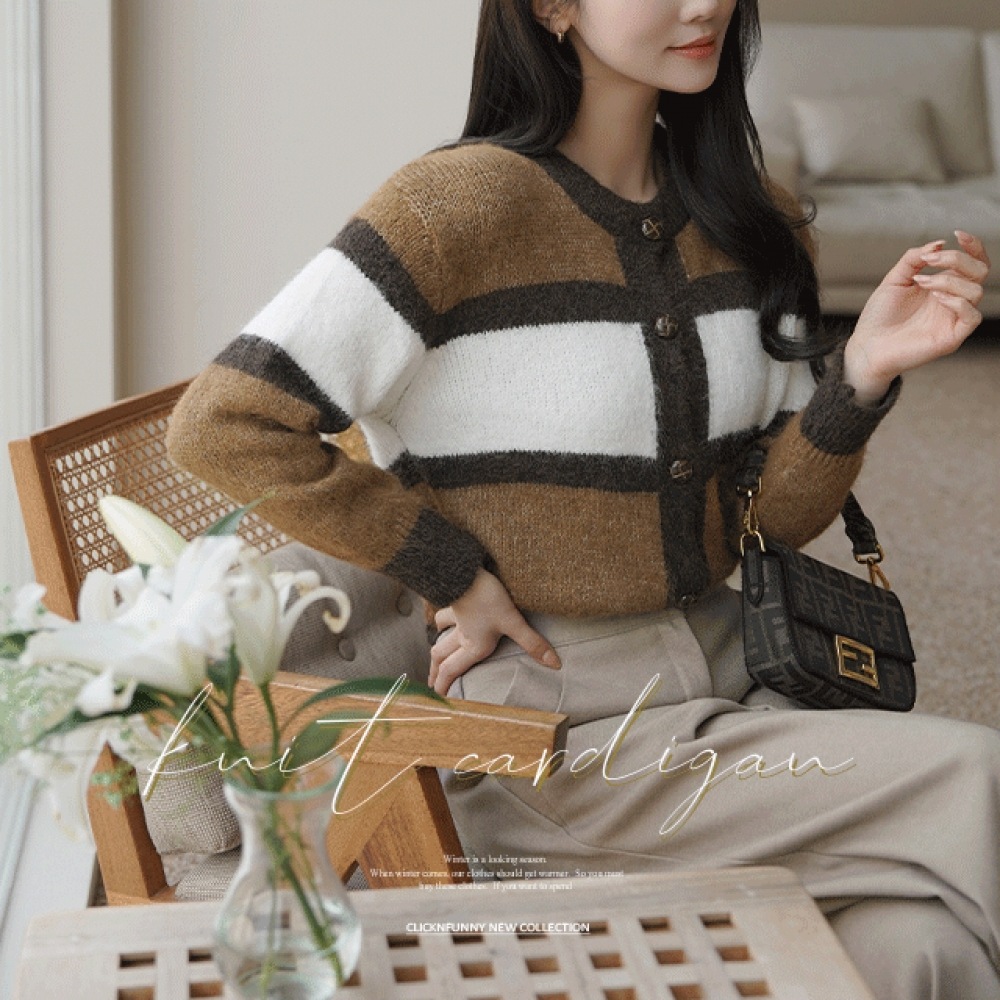 クリック＆ファニーアランカラーウールカーディガン